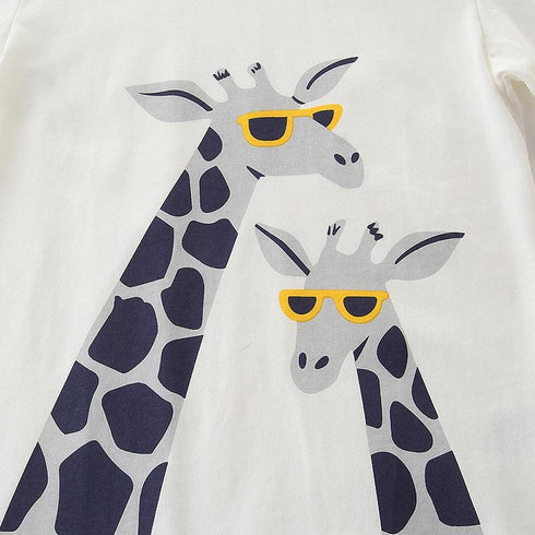 Summer white giraffe boy short sleeve suit